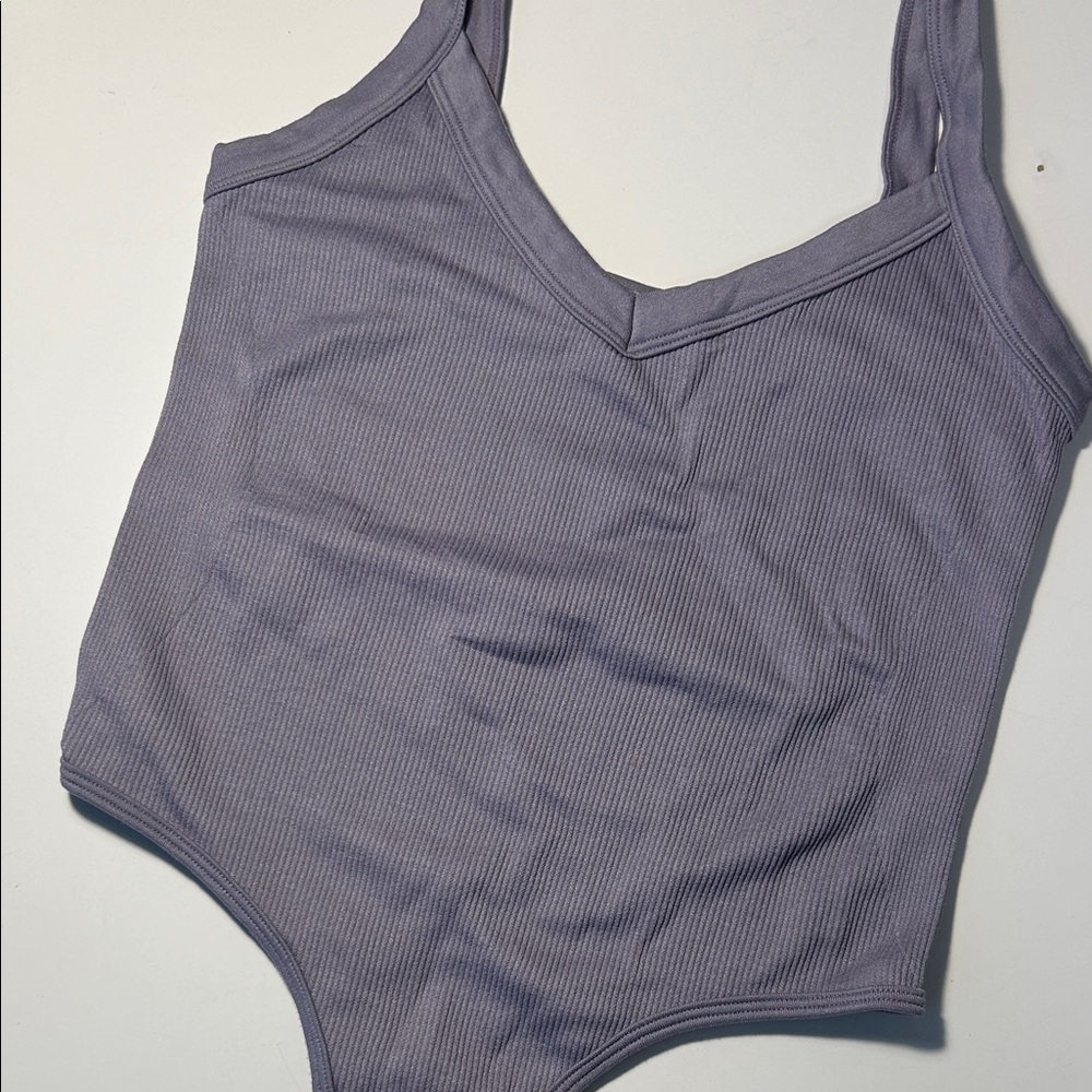 Women's Ribbed Lavender Bodysuit